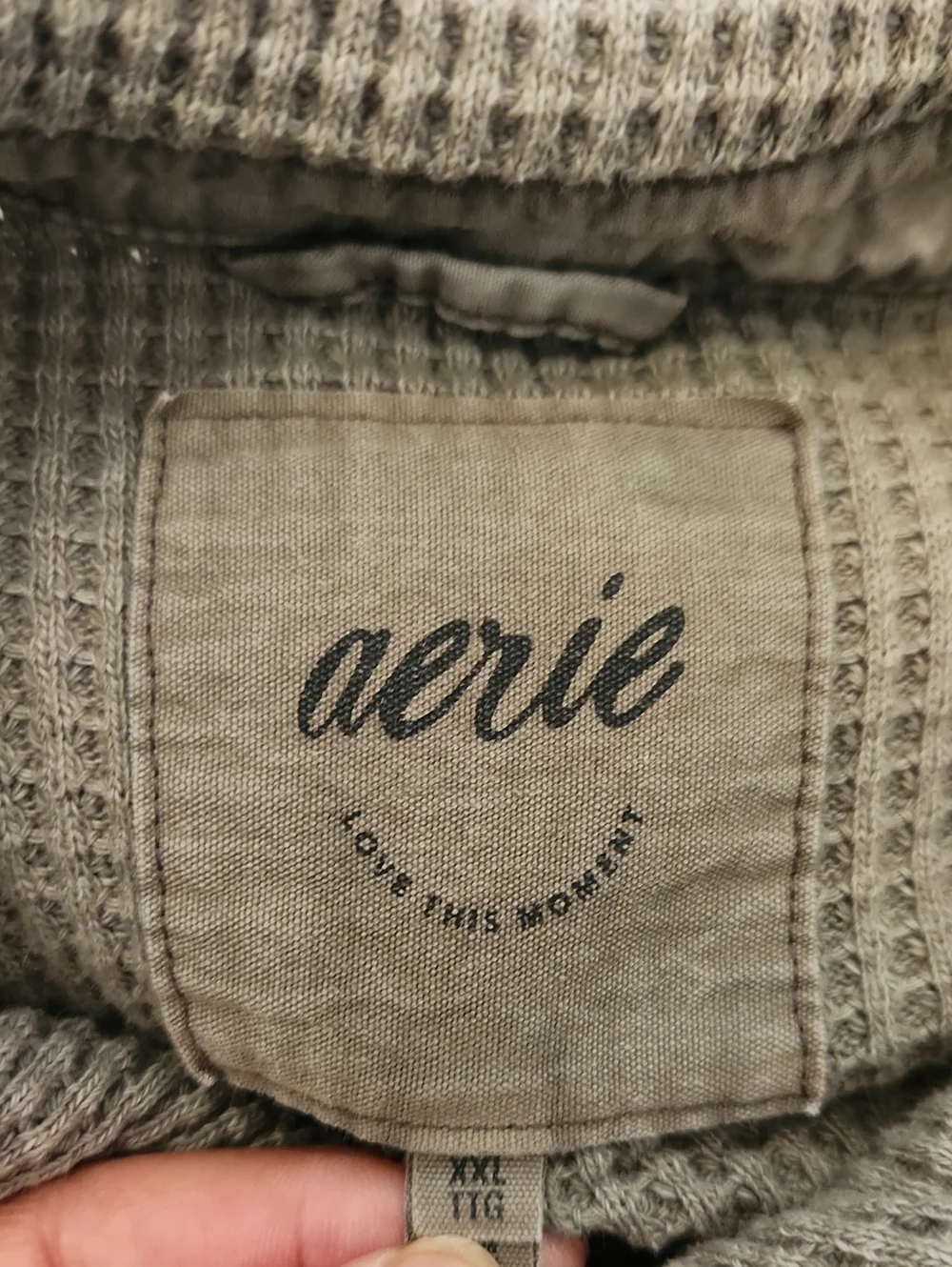 Aerie LumberJane Waffle Shirt Olive Fun Green Size XXL - Picture 11 of 14